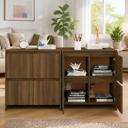 Brown Oak Sideboards 2 Pcs - Dimensions 70x41x75 cm