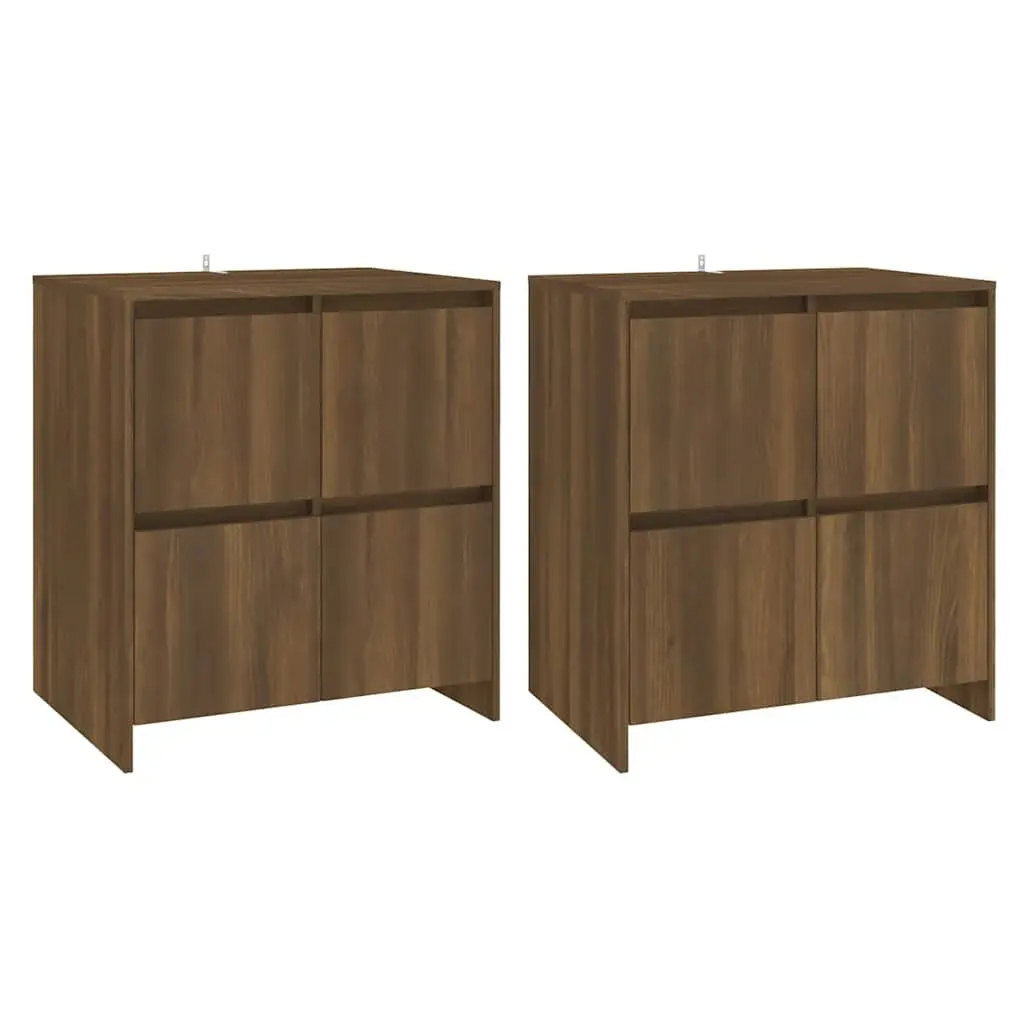 Sideboards 2 pcs Brown Oak 70x41x75 cm Storage Cabinet Doors Engineered Wood
