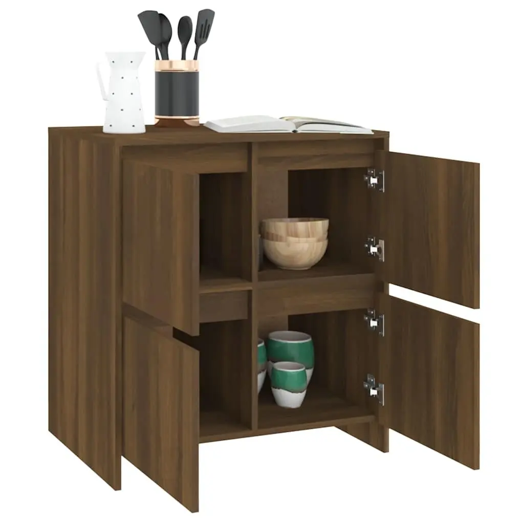 Sideboards 2 pcs Brown Oak 70x41x75 cm Storage Cabinet Doors Engineered Wood