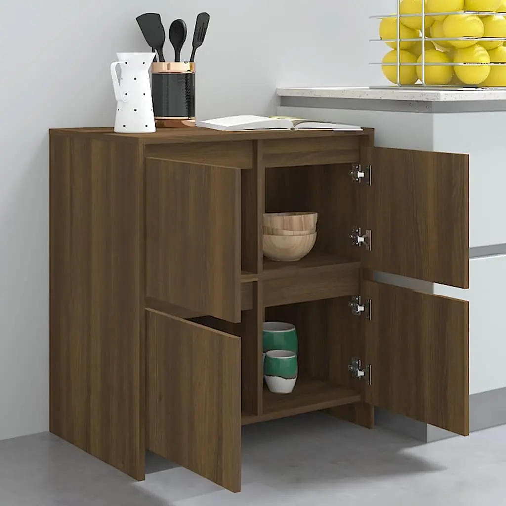 Sideboards 2 pcs Brown Oak 70x41x75 cm Storage Cabinet Doors Engineered Wood