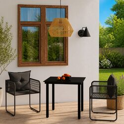 3 Piece Outdoor Patio Dining Set with PE Rattan Chairs