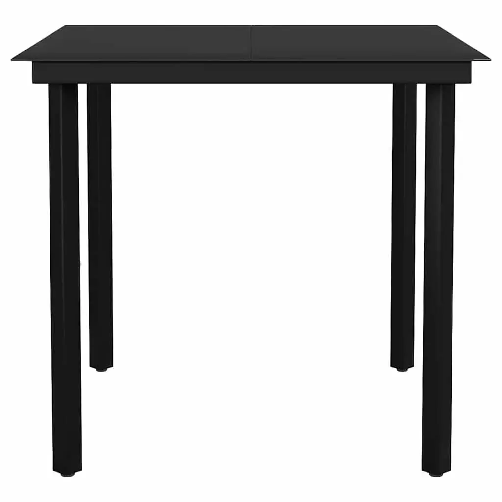 Rattan Chair and Glass Table Dining Set 3 Piece Outdoor Patio Black