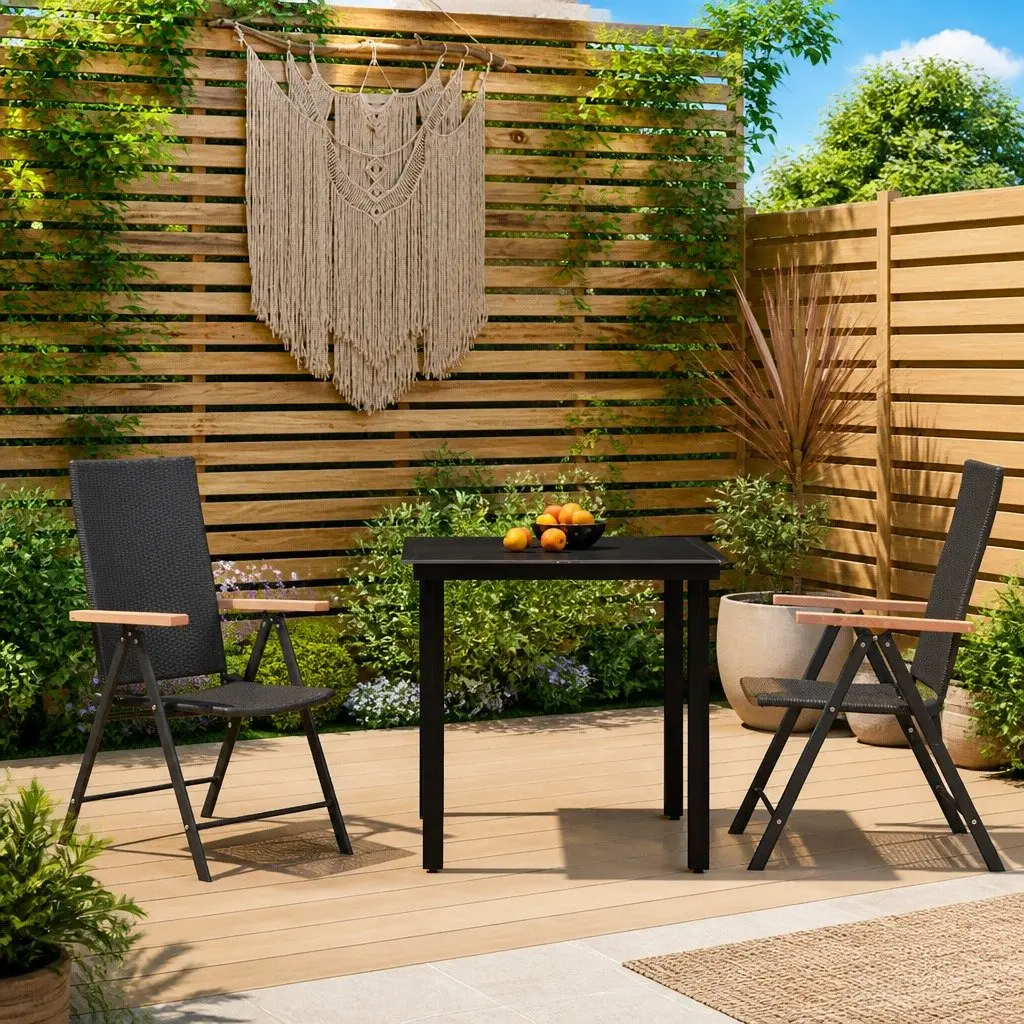3-Piece Black Garden Dining Set