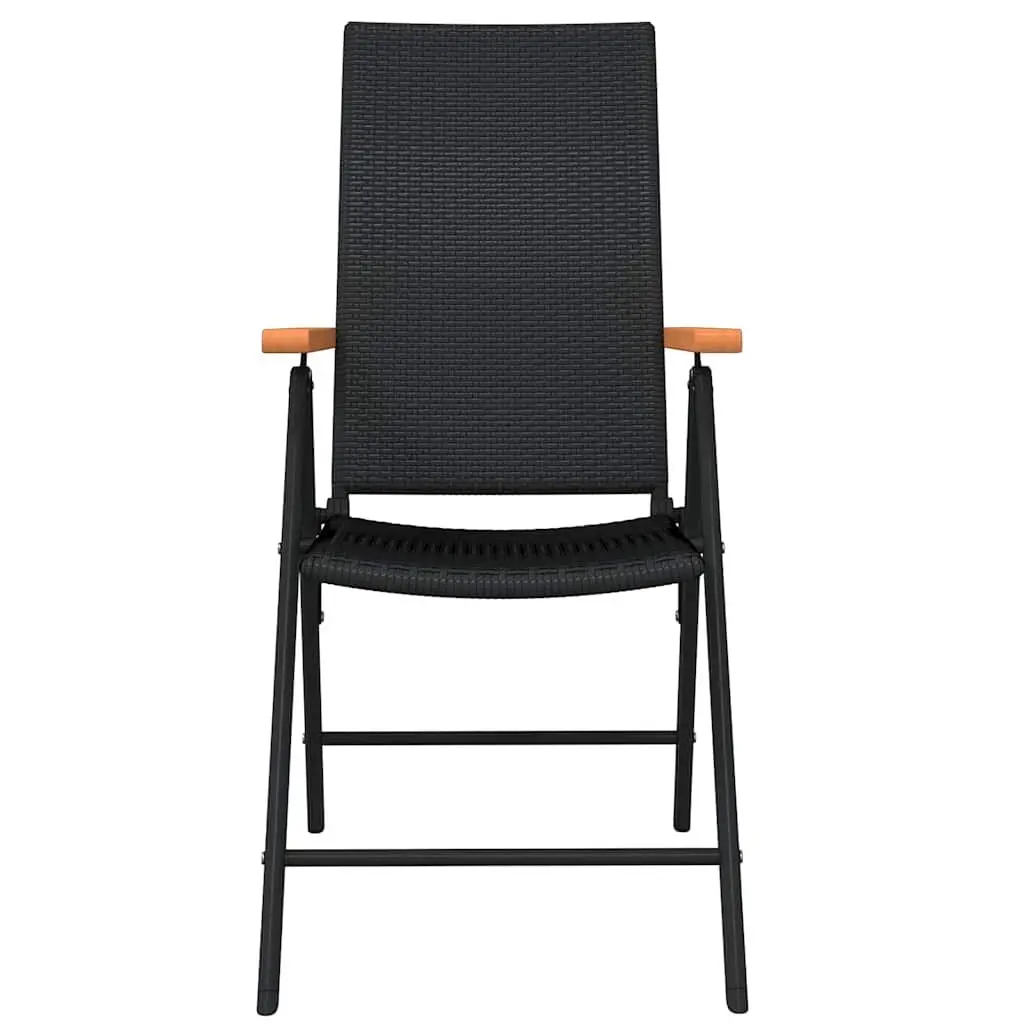 Garden Dining Set Outdoor Patio Furniture 3 Piece Black Glass Table Rattan Chairs