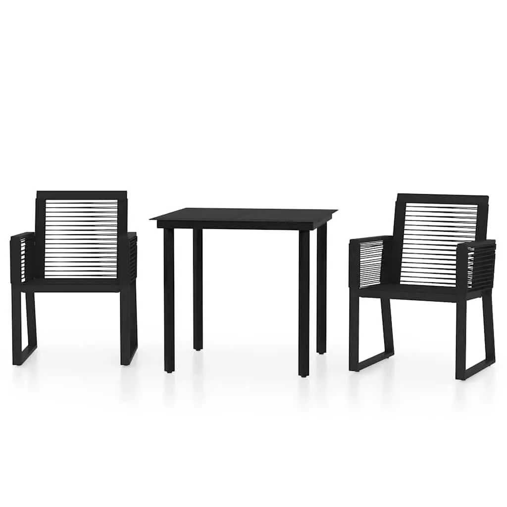 3 Piece Garden Dining Set Outdoor Patio Furniture Black Table Chairs