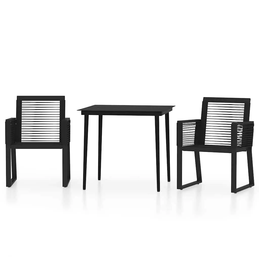 Garden Dining Set Outdoor Use 3 Piece Black