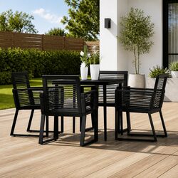 5-Piece Garden Dining Set: Steel Frame and Glass Top