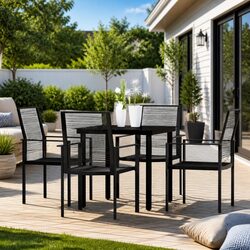 5-Piece Black Outdoor Dining Set - Specs and Features