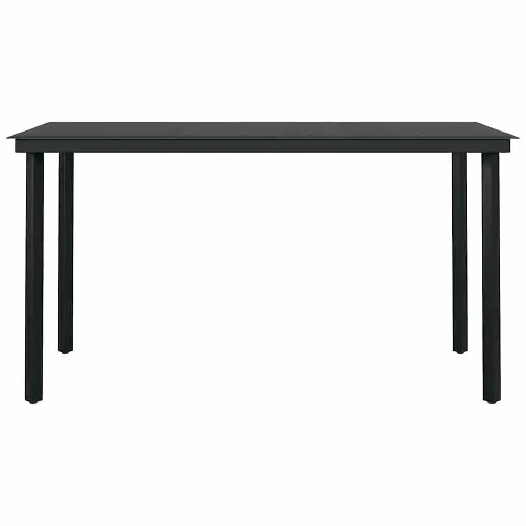 7 Piece Outdoor Dining Set Patio Garden Furniture Black Glass Table Rattan Chairs