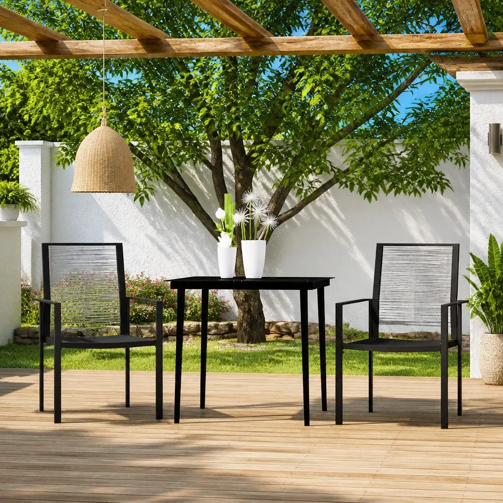 Garden Dining Set Outdoor Patio Furniture 3 Piece Black