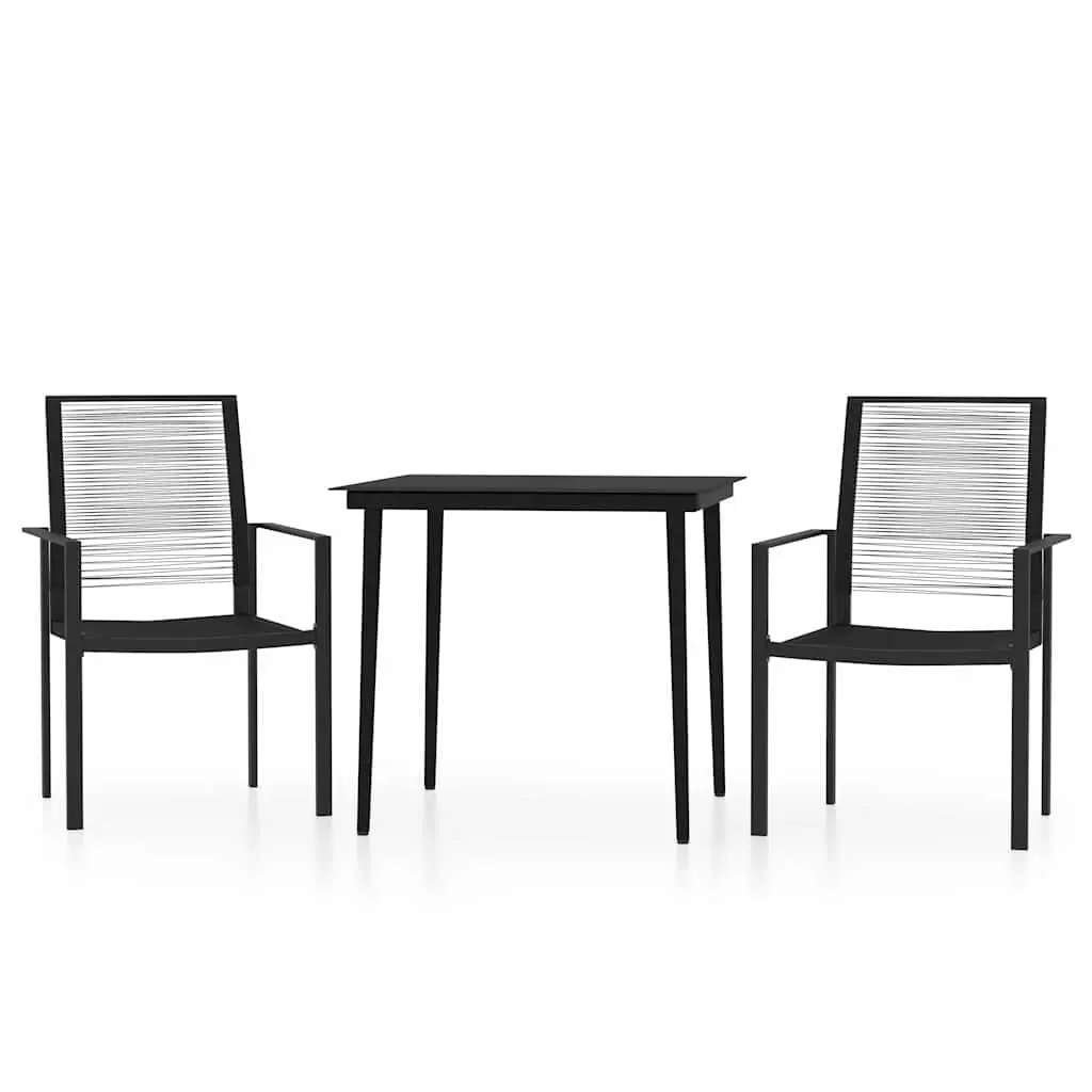 Garden Dining Set Outdoor Patio Furniture 3 Piece Black