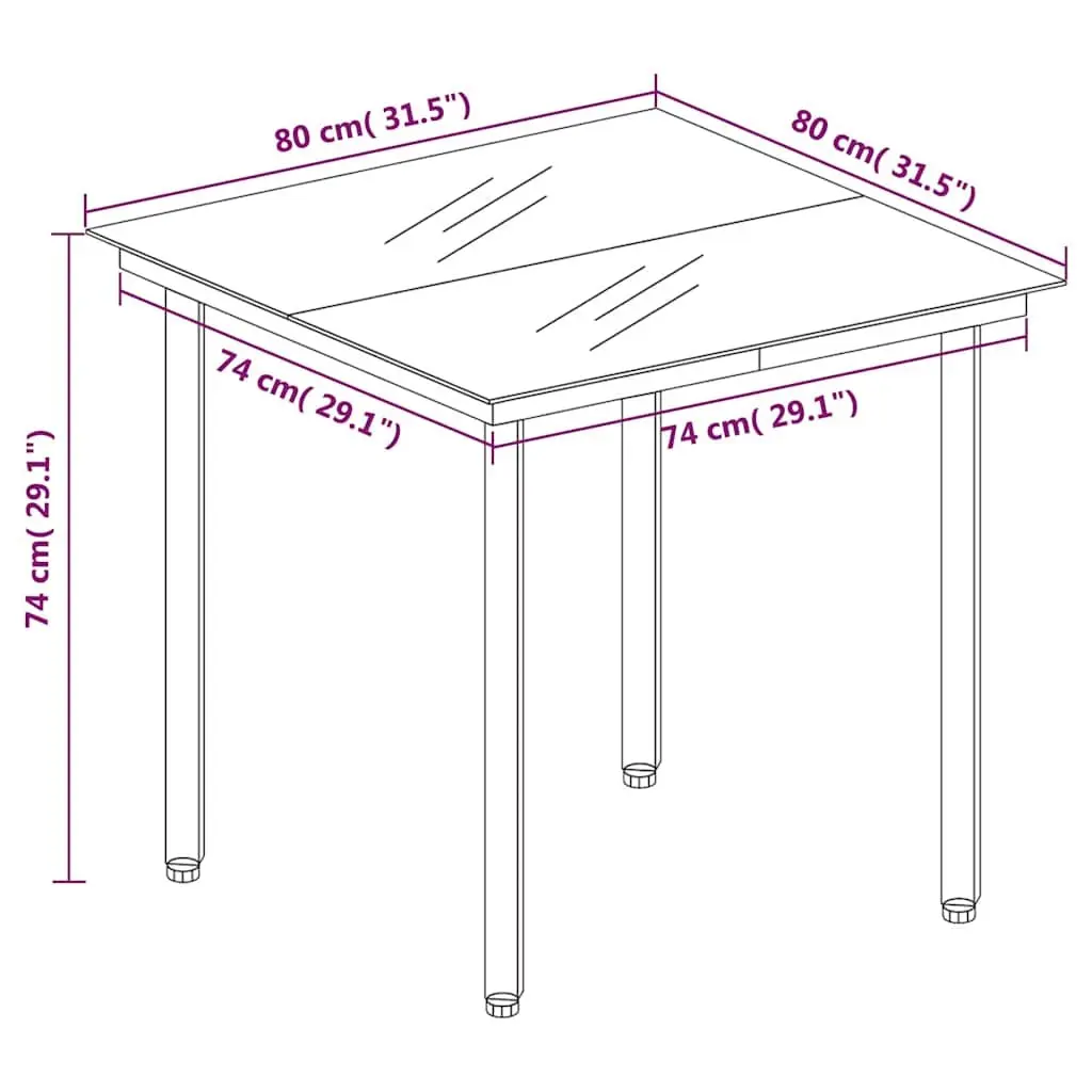 5 Piece Outdoor Dining Set Garden Patio Table Chairs Black Glass Steel Frame