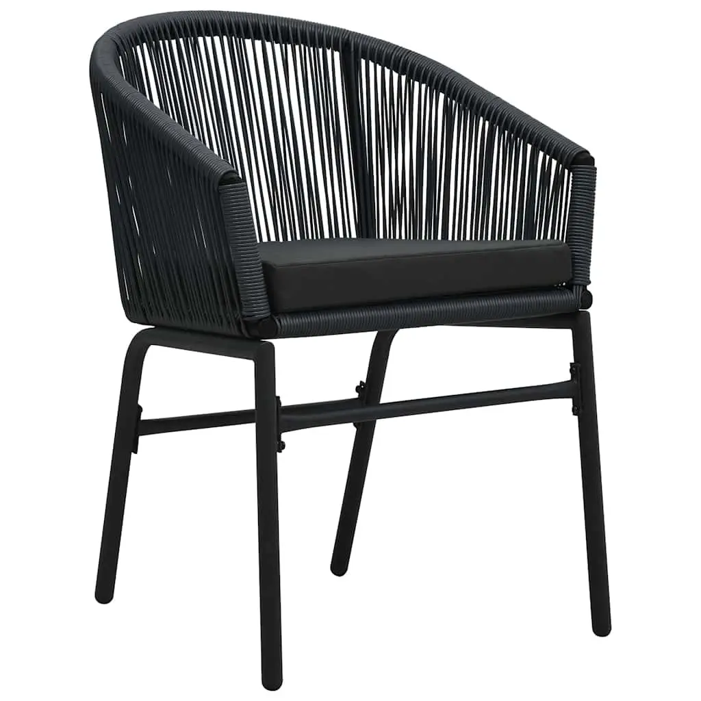 7 Piece Outdoor Dining Set for Patio Garden Black Steel Frame Glass Table and Chairs