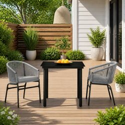 3 Piece Grey Outdoor Dining Set: Specs and Details