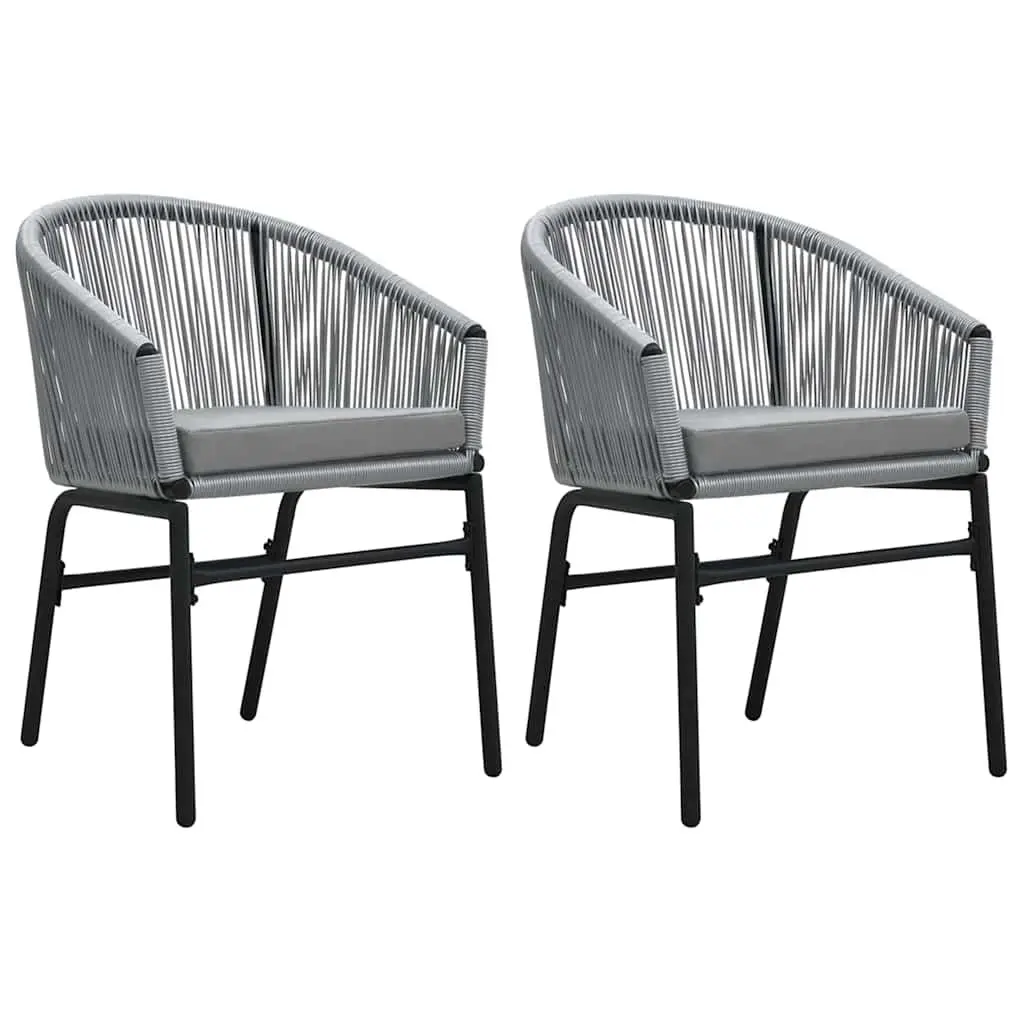 3 Piece Garden Dining Set Grey Outdoor Patio Furniture Steel Frame Glass Table