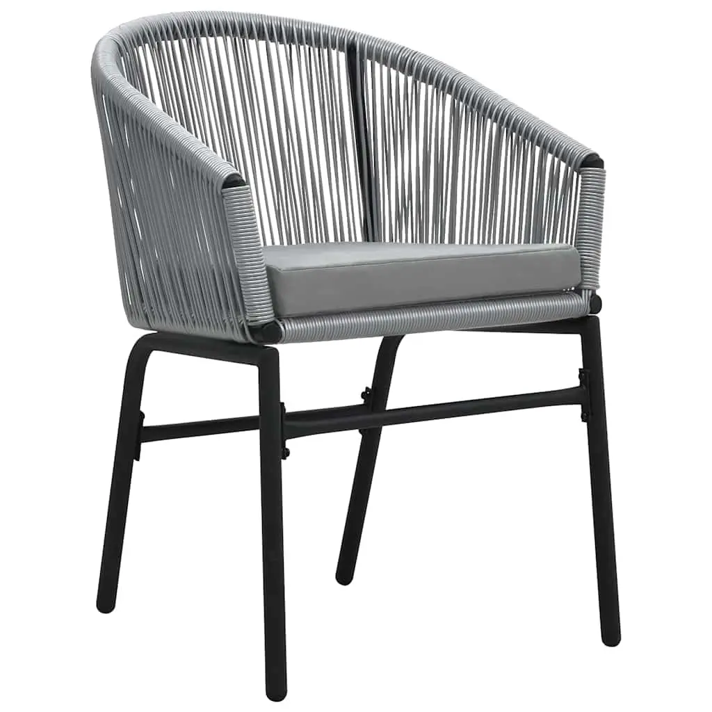 3 Piece Garden Dining Set Grey Outdoor Patio Furniture Steel Frame Glass Table