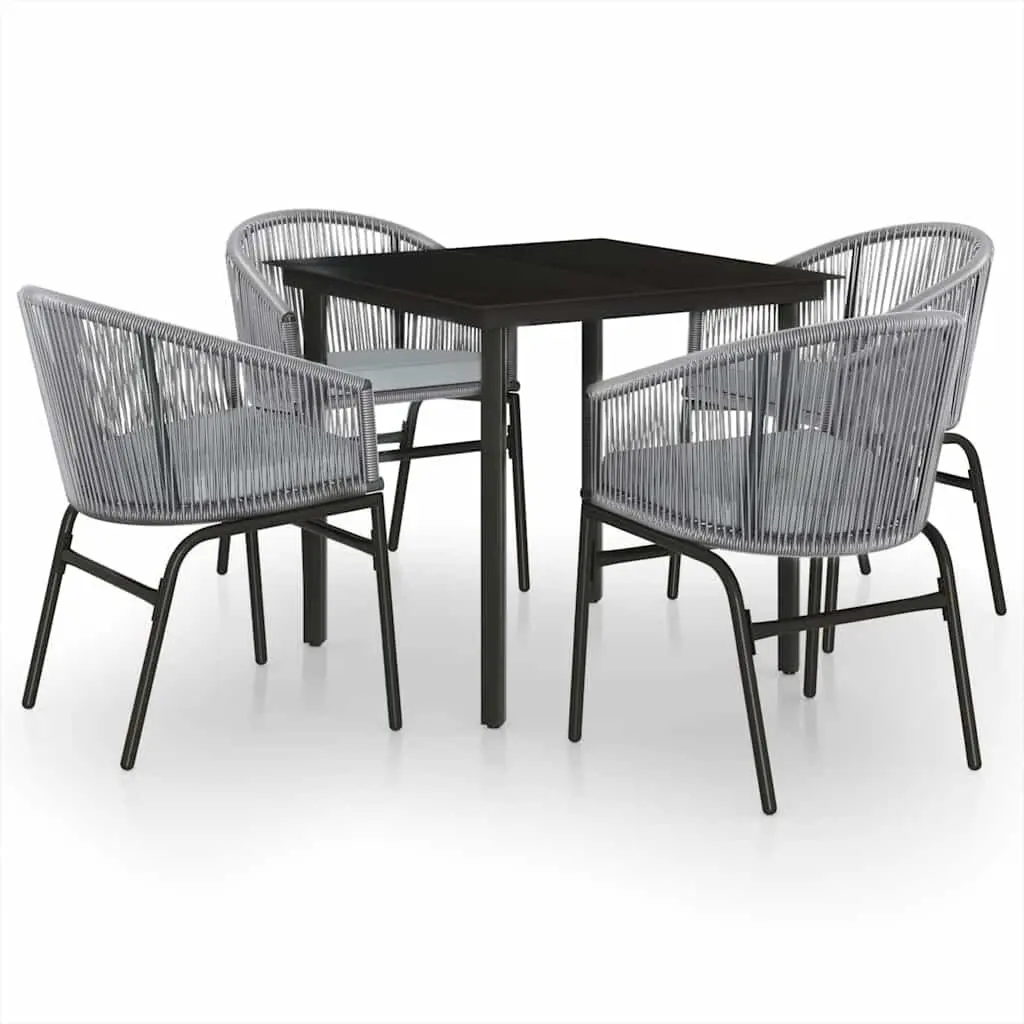 Garden Dining Set Outdoor Patio Furniture 5 Piece Grey Rattan Chairs Glass Table