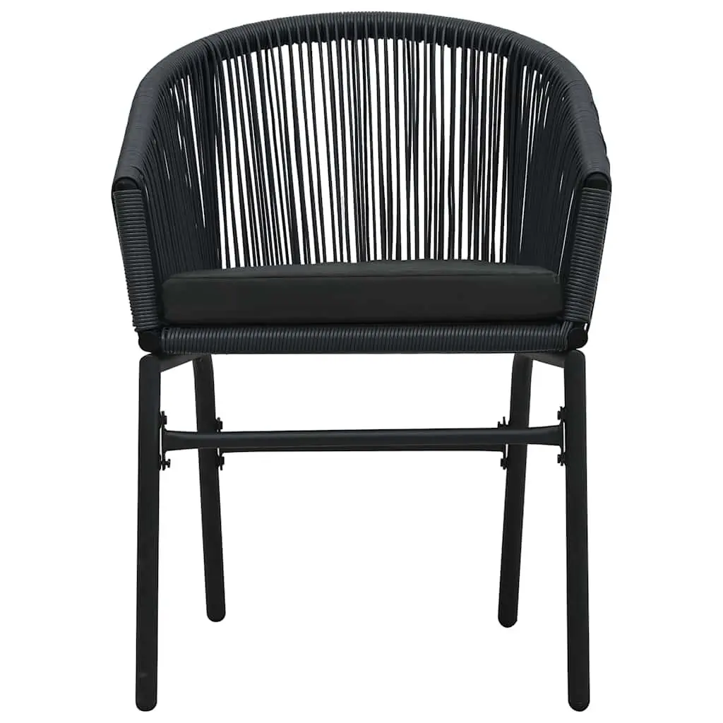 5 Piece Outdoor Garden Dining Set Steel Frame Glass Table Rattan Chairs Black