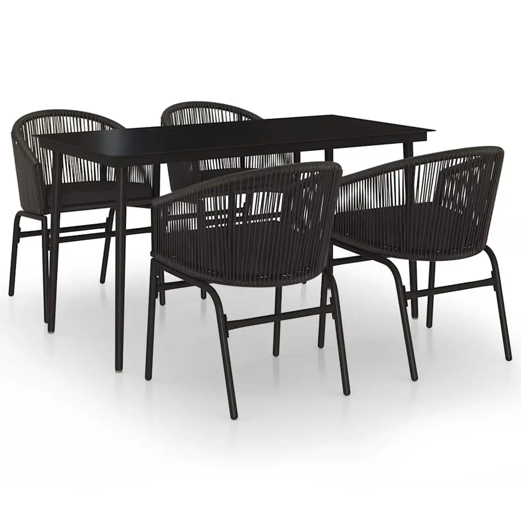 Garden Dining Set Outdoor Patio Furniture 5 Piece Black Glass Table Chairs