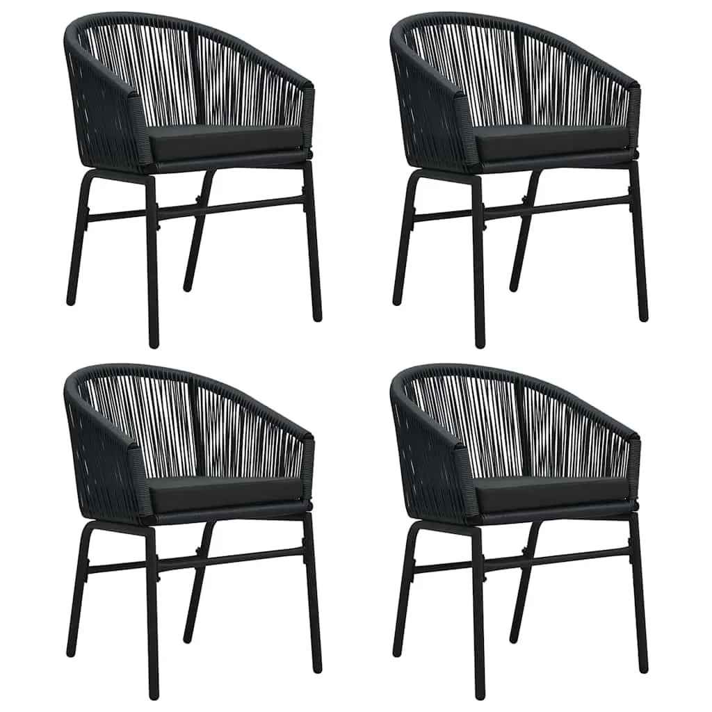 Garden Dining Set Outdoor Patio Furniture 5 Piece Black Glass Table Chairs