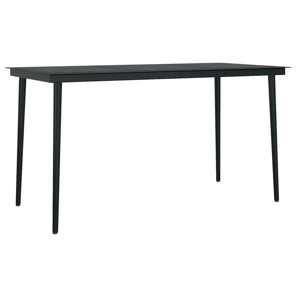 Garden Dining Set Outdoor Patio Furniture 5 Piece Black Glass Table Chairs