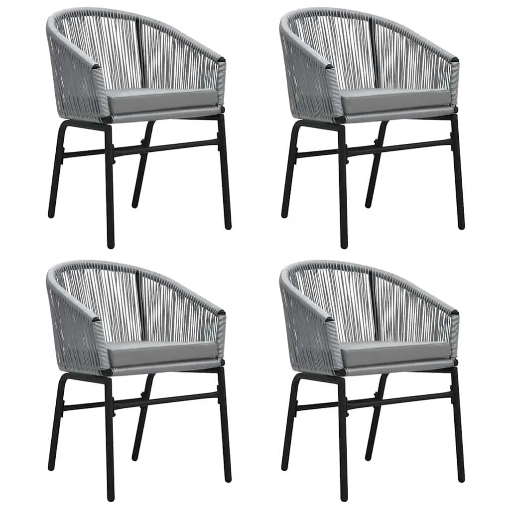 5 Piece Garden Dining Set Outdoor Use Grey Steel Frame Glass Table Chairs