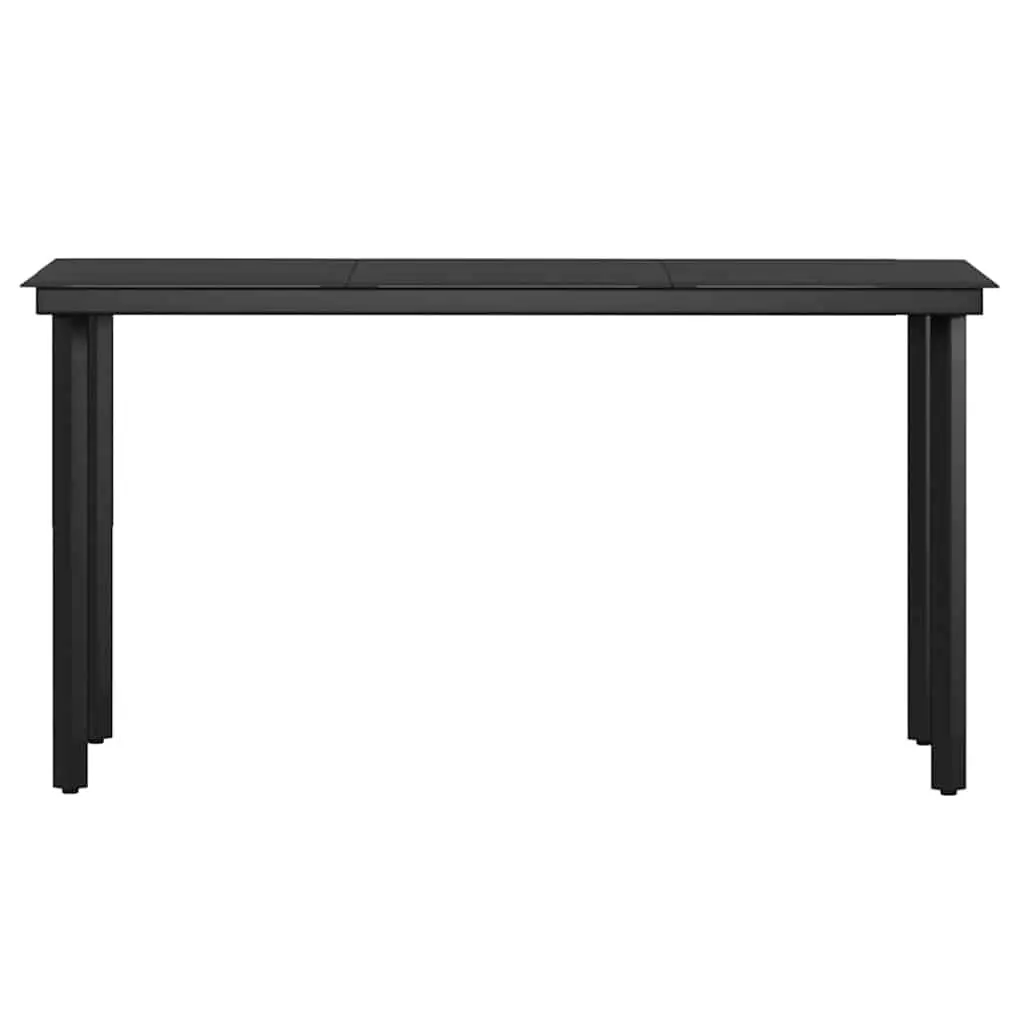 5 Piece Outdoor Garden Dining Set Black Steel Frame Glass Table Rattan Chairs