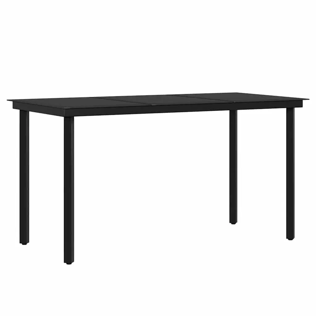 7 Piece Garden Dining Set Outdoor Use Black Size with Cushions Glass