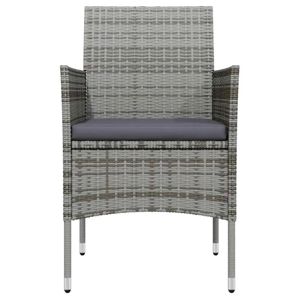 5 Piece Outdoor Dining Set Garden Furniture Table Chairs Grey Cushions Rattan