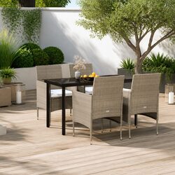 5-Piece Outdoor Dining Set with Beige and Black Finish