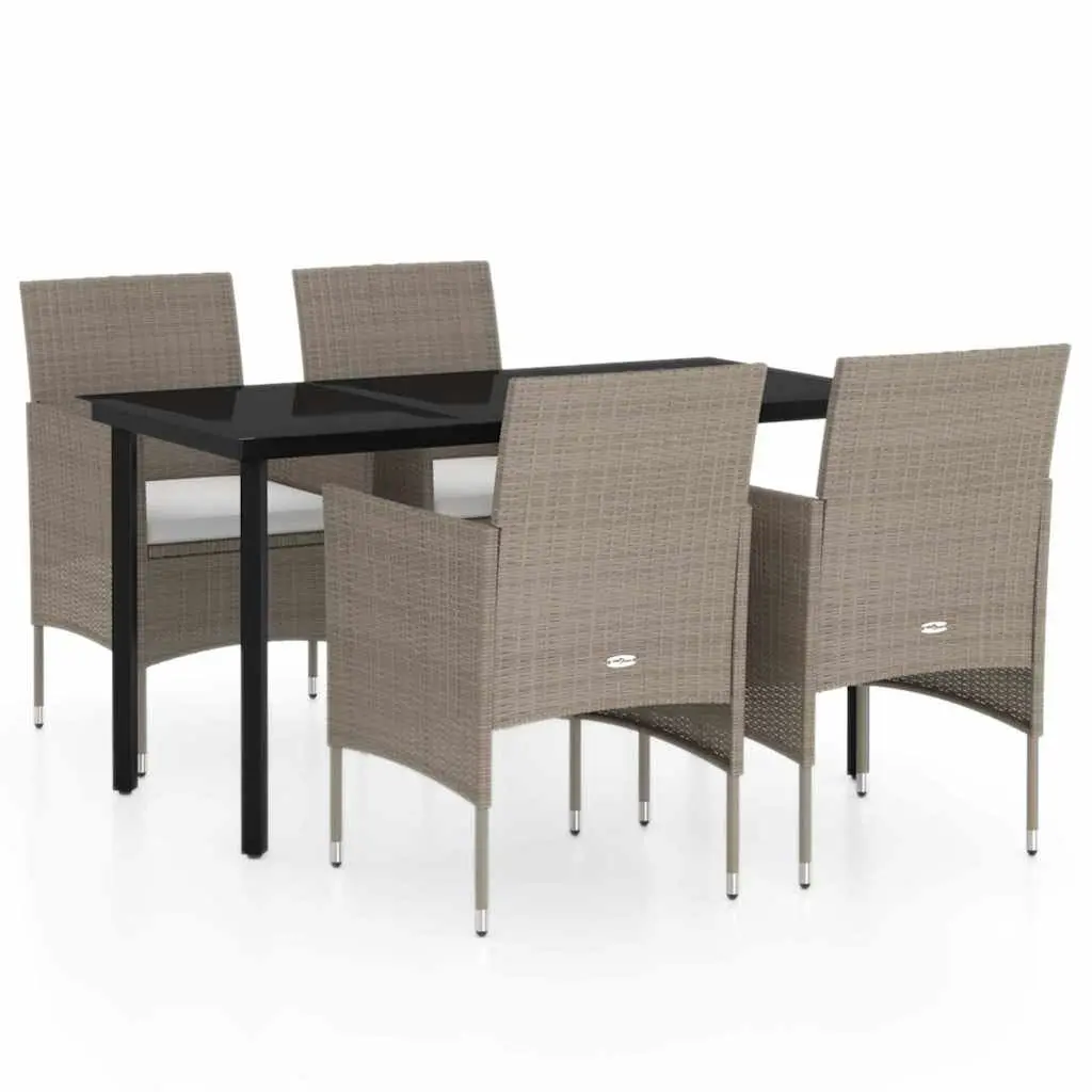 Garden Dining Set Outdoor 5 Piece Table Chairs with Cushions Beige Black