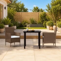 Garden Dining Set 3 Piece Outdoor Furniture Table Chairs with Cushions