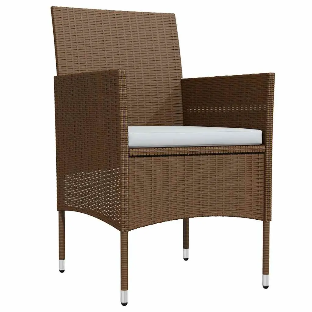 5 Piece Garden Dining Set with Brown Cushions