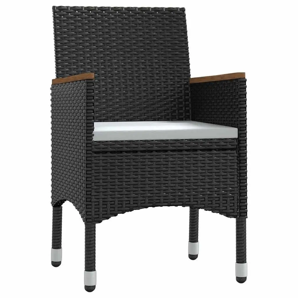 Garden Dining Set Outdoor Use 5 Piece Black Rattan Table Chairs