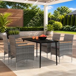 5-Piece Outdoor Dining Set: Grey Table and Chairs