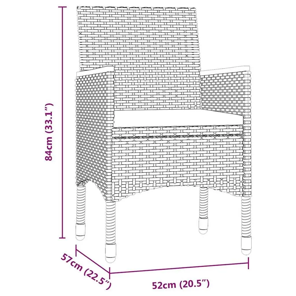 Outdoor Dining Set 5 Piece Grey Table Chairs Glass Top Steel Frame PE Rattan