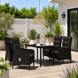 Specifications of the 5-Piece Black Steel and Rattan Dining Set