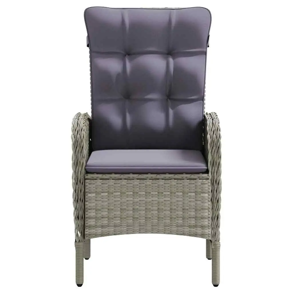 Outdoor Dining Set Patio 5 Piece Grey Rattan Chairs Glass Table Cushions