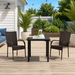 3 Piece Outdoor Dining Set Specifications: Steel & Glass