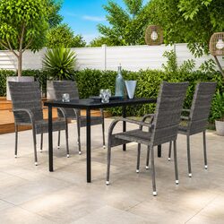 5 Piece Outdoor Dining Set Specifications: Grey and Black