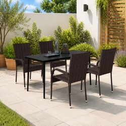 Garden Dining Set Specifications: 5 Pieces in Brown and Black