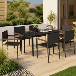 Black 7 Piece Outdoor Dining Set: Specs and Features