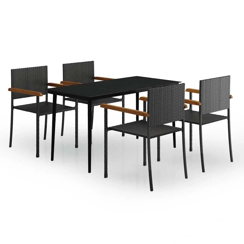 5 Piece Garden Dining Set Black Outdoor Patio Furniture