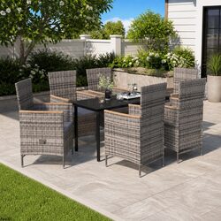 Factual Overview: 7 Piece Grey Garden Dining Set