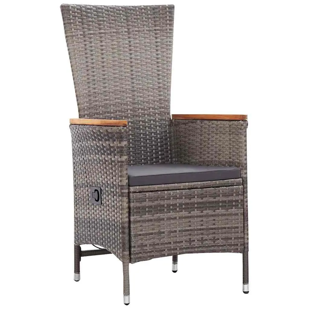 Garden Dining Set Outdoor Use 3 Piece Grey Rattan Chairs Glass Table