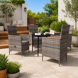 Grey Garden Dining Set: 5-Piece Outdoor Furniture