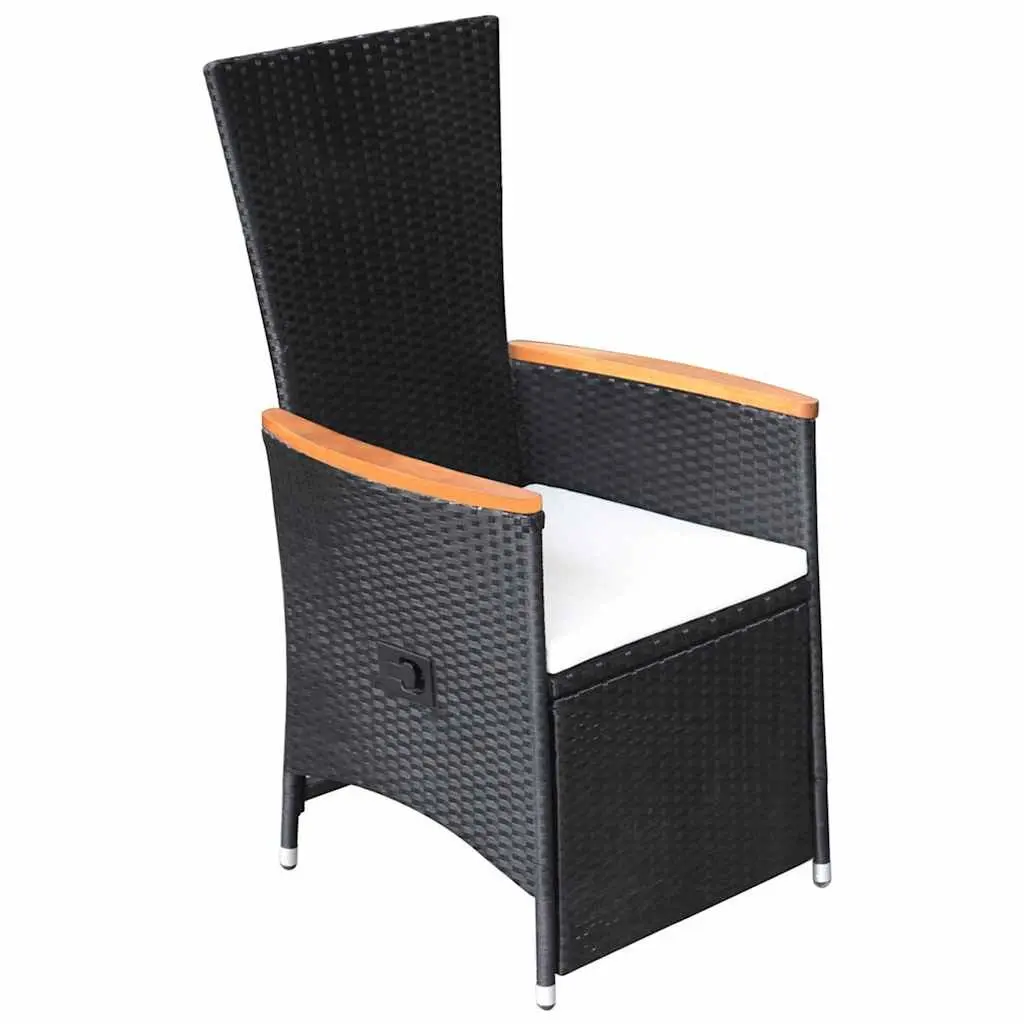 7 Piece Outdoor Dining Set Garden Furniture Black Rattan Chairs Glass Tabletop