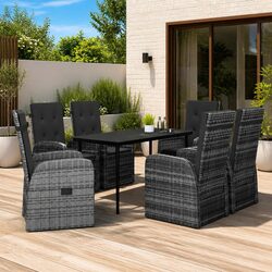 Garden Dining Set: 7-Piece Grey Chairs and Table