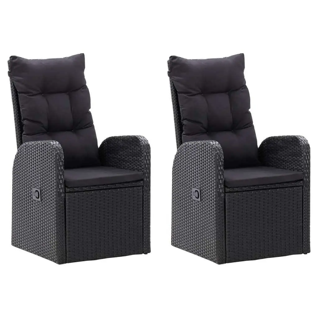 7 Piece Outdoor Garden Dining Set Black Rattan Chairs Glass Table Cushions