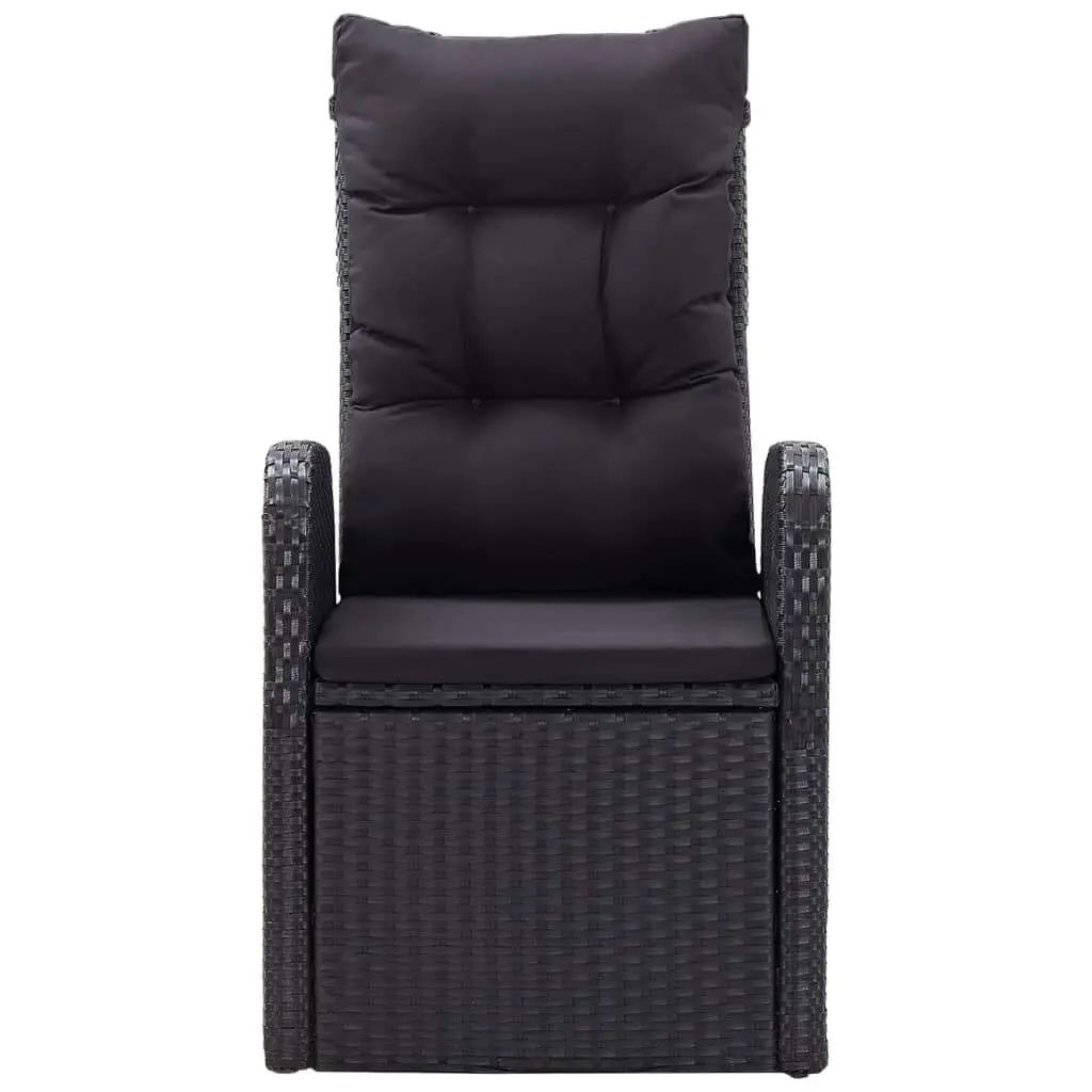 7 Piece Outdoor Garden Dining Set Black Rattan Chairs Glass Table Cushions